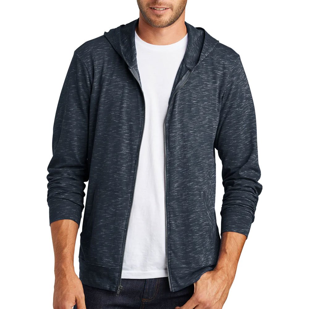 Breathable Mens Full Zip Hooded Sweatshirt Black Custom Logo Hoodie