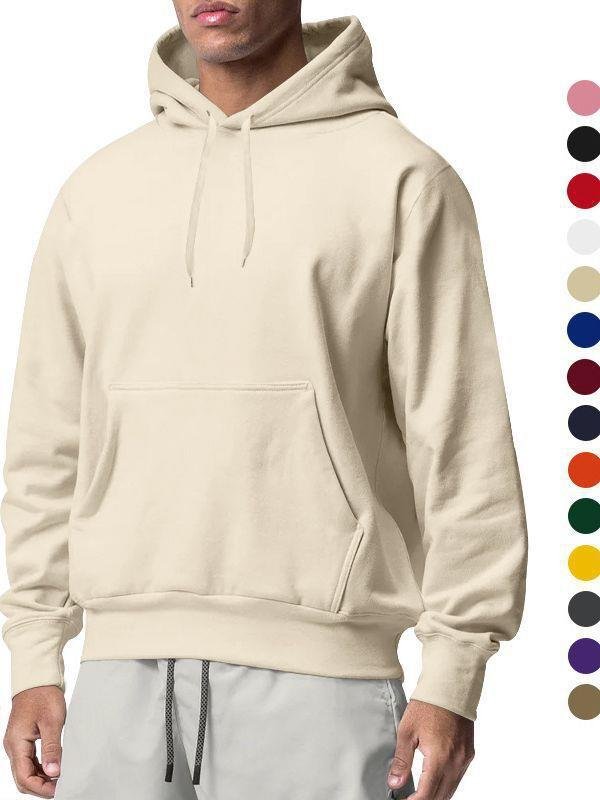 custom high quality cotton 320gsm heavyweight hoodies wholesale Solid color custom fleece pullover oversized men's hoodies