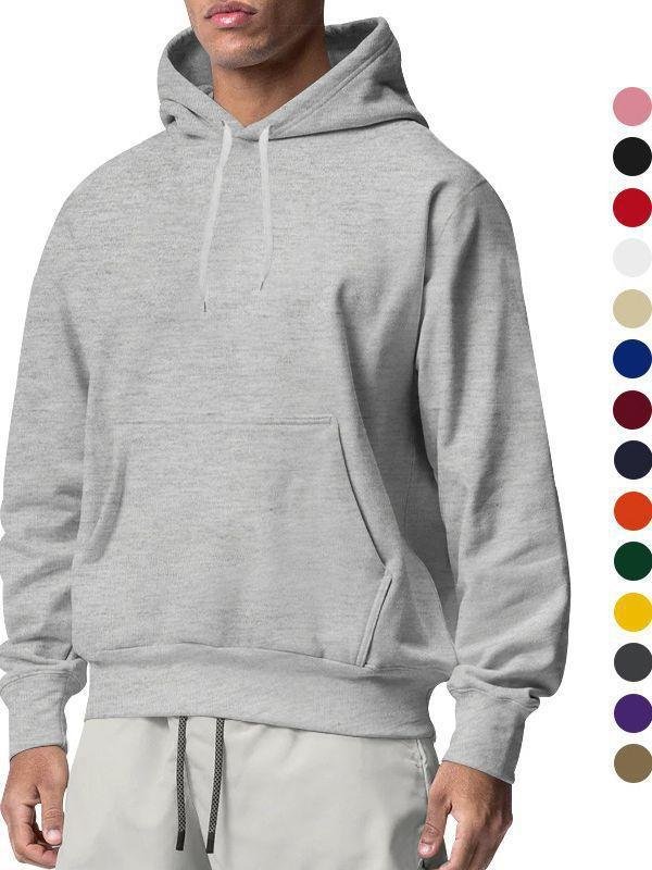 custom high quality cotton 320gsm heavyweight hoodies wholesale Solid color custom fleece pullover oversized men's hoodies