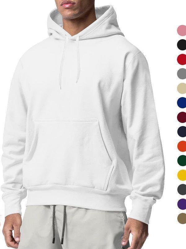 custom high quality cotton 320gsm heavyweight hoodies wholesale Solid color custom fleece pullover oversized men's hoodies