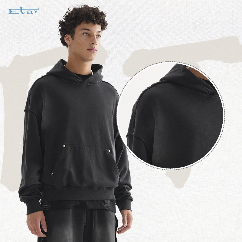 Plus size men's hoodies sweatshirts new design 100% cotton heavyweight 320gsm pullover blank custom hoodies high quality