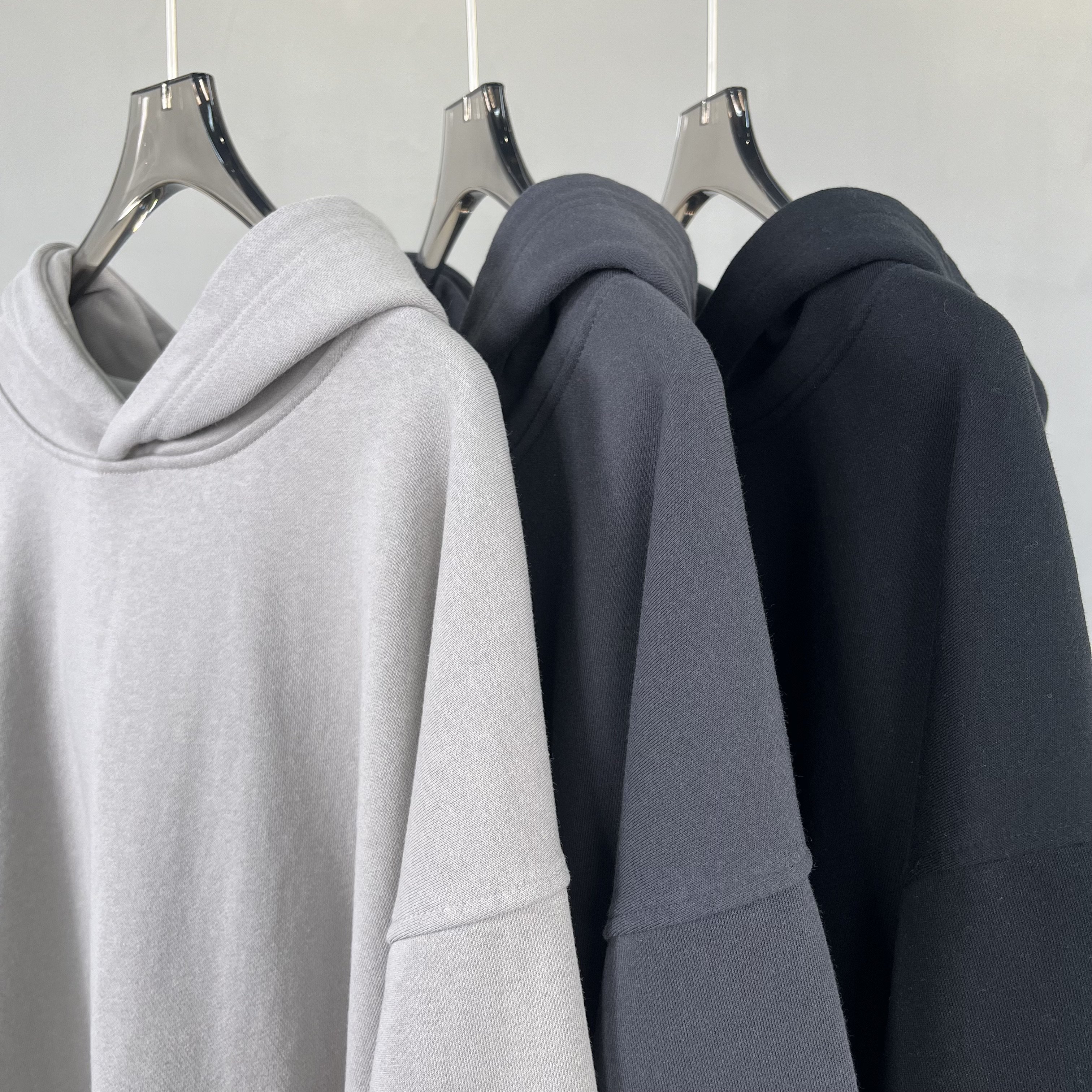 Custom High Quality StreetwearThumb hole luxury Hoodie cropped raw hem hoodies Vintage Double Layer Acid Wash fashion Hoodies