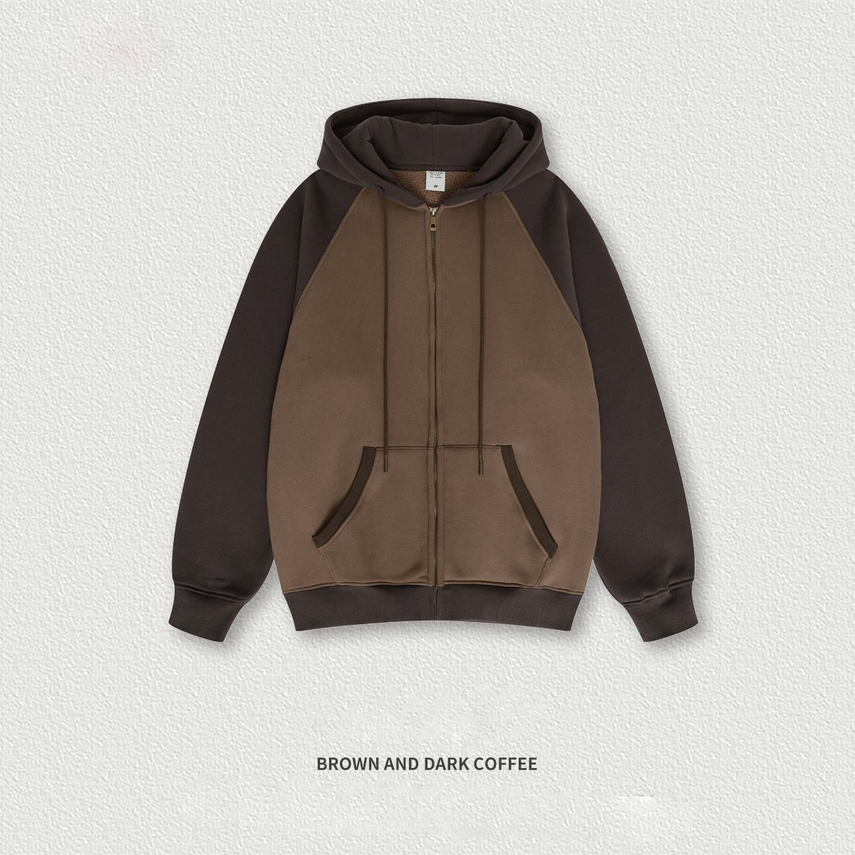 2024 Winter Fashion Drawstring Patchwork Oversized zipper-up hoodies Outwear Tops Custom puff screen print Hoodie