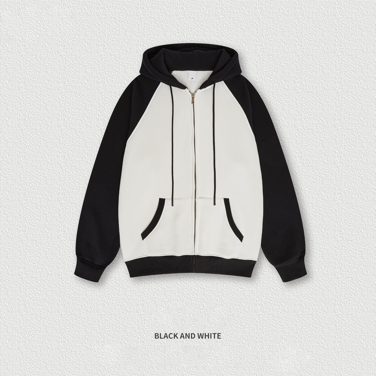 2024 Winter Fashion Drawstring Patchwork Oversized zipper-up hoodies Outwear Tops Custom puff screen print Hoodie