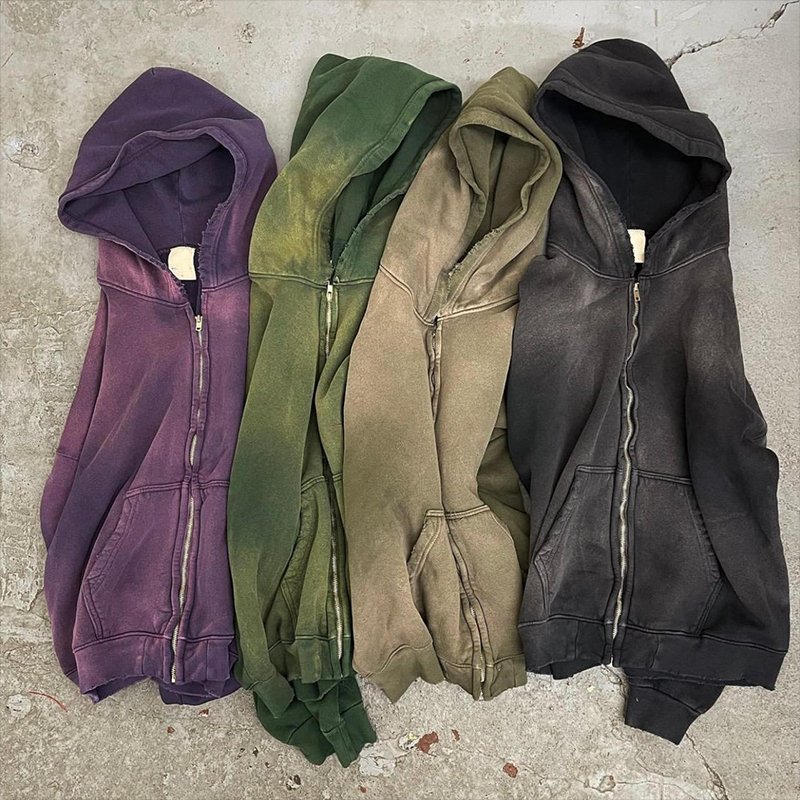 Wholesale Custom Heavyweight Washed Hoodie French Terry Cotton Vintage Distressed Acid Wash Pullover Hoodie for Men