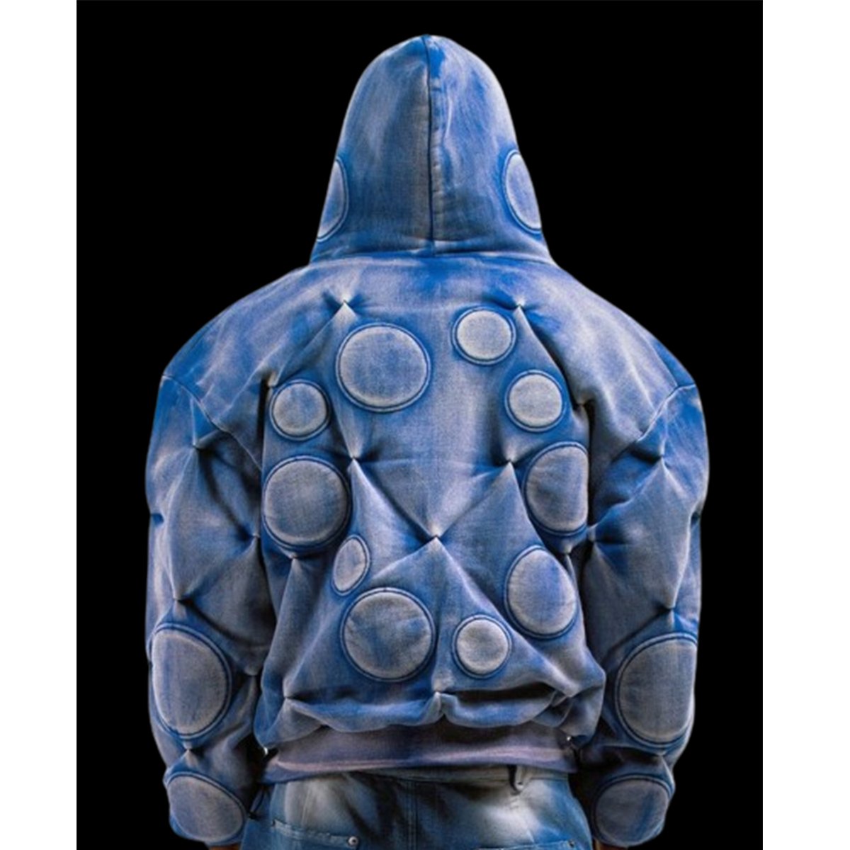 Factory Man Unisex Faded Padded Zip-Up Hoodie Custom Padded Hoodie Washed Acid Wash Zip Up Hoodies OEM&ODM Men Coat Sweatshirt