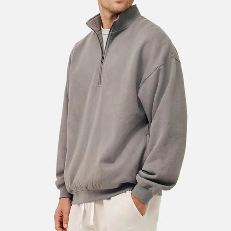 Custom Logo Blank Quarter Half Zip Hoodie Drop Shoulder Oversize Zip Up Hoodie Half Zip Sweatshirt