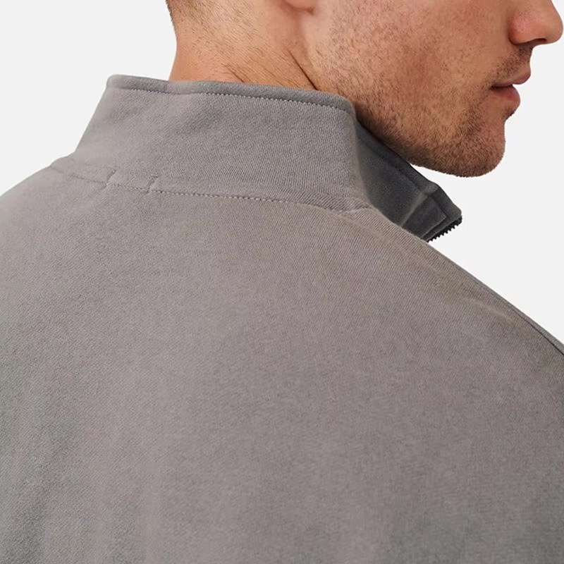 Custom Logo Blank Quarter Half Zip Hoodie Drop Shoulder Oversize Zip Up Hoodie Half Zip Sweatshirt