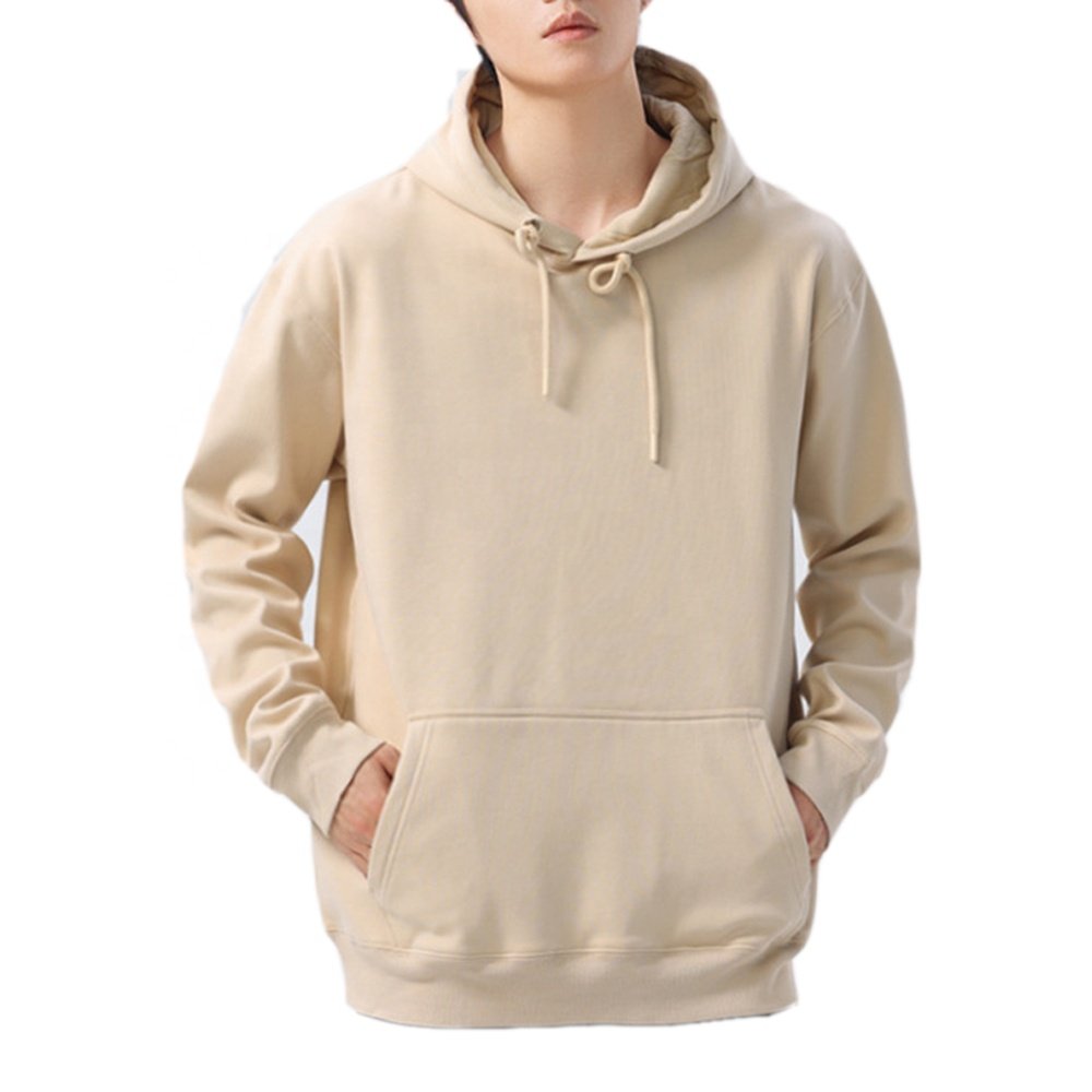 Hooded Day Solid Color Hoodie Men's Pullover Spring and Autumn Jacket Plus Velvet Warm Young Boys Sports Casual Coat Printed