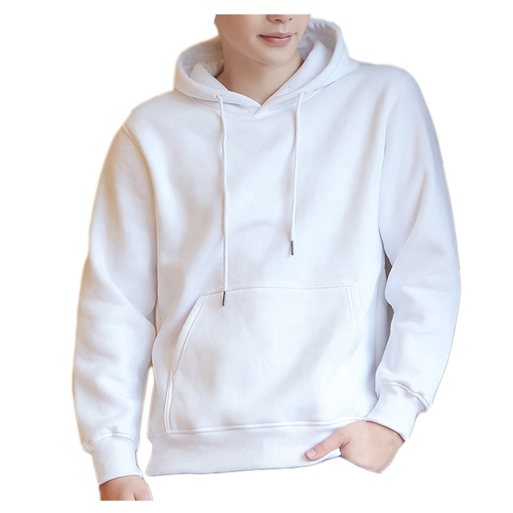 Hooded Day Solid Color Hoodie Men's Pullover Spring and Autumn Jacket Plus Velvet Warm Young Boys Sports Casual Coat Printed