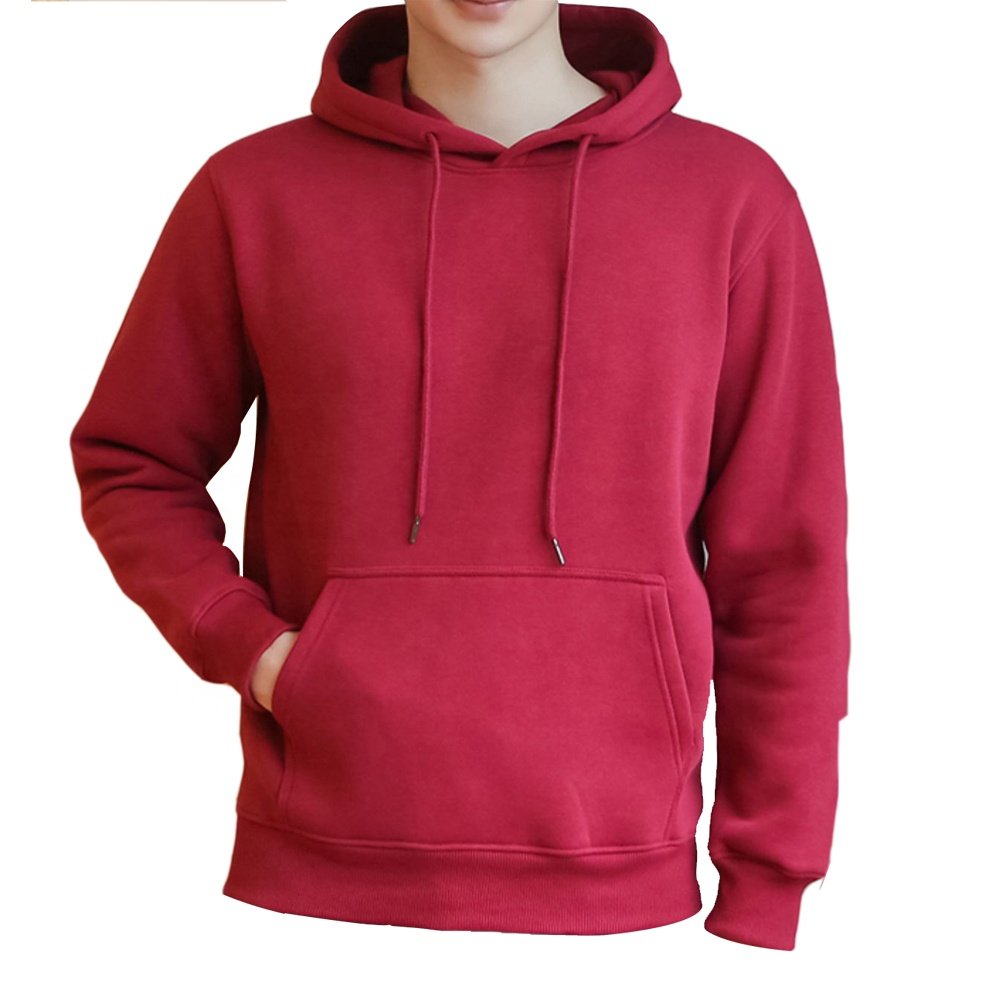 Hooded Day Solid Color Hoodie Men's Pullover Spring and Autumn Jacket Plus Velvet Warm Young Boys Sports Casual Coat Printed