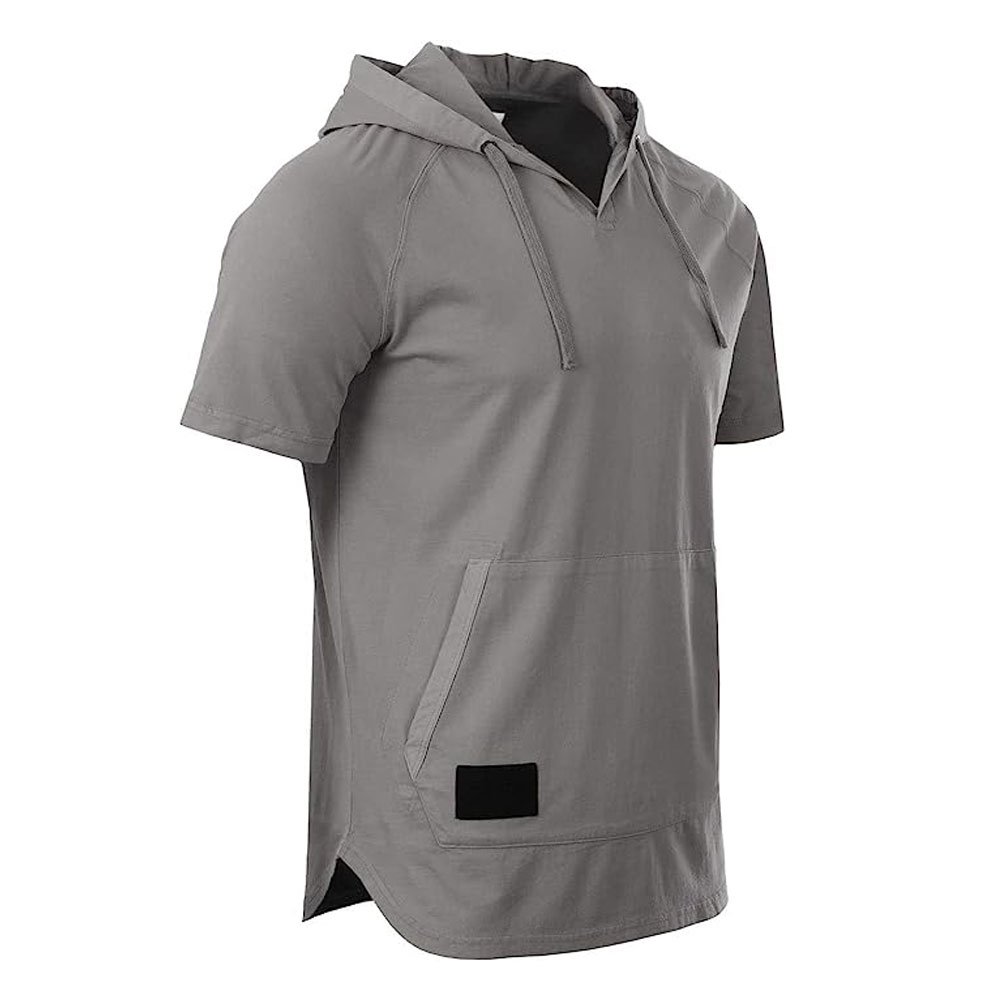 Summer Short Sleeves Hoodies For Men Lightweight Breathable Short Sleeve Color Dyed Hood Shirts Casual Men Clothing
