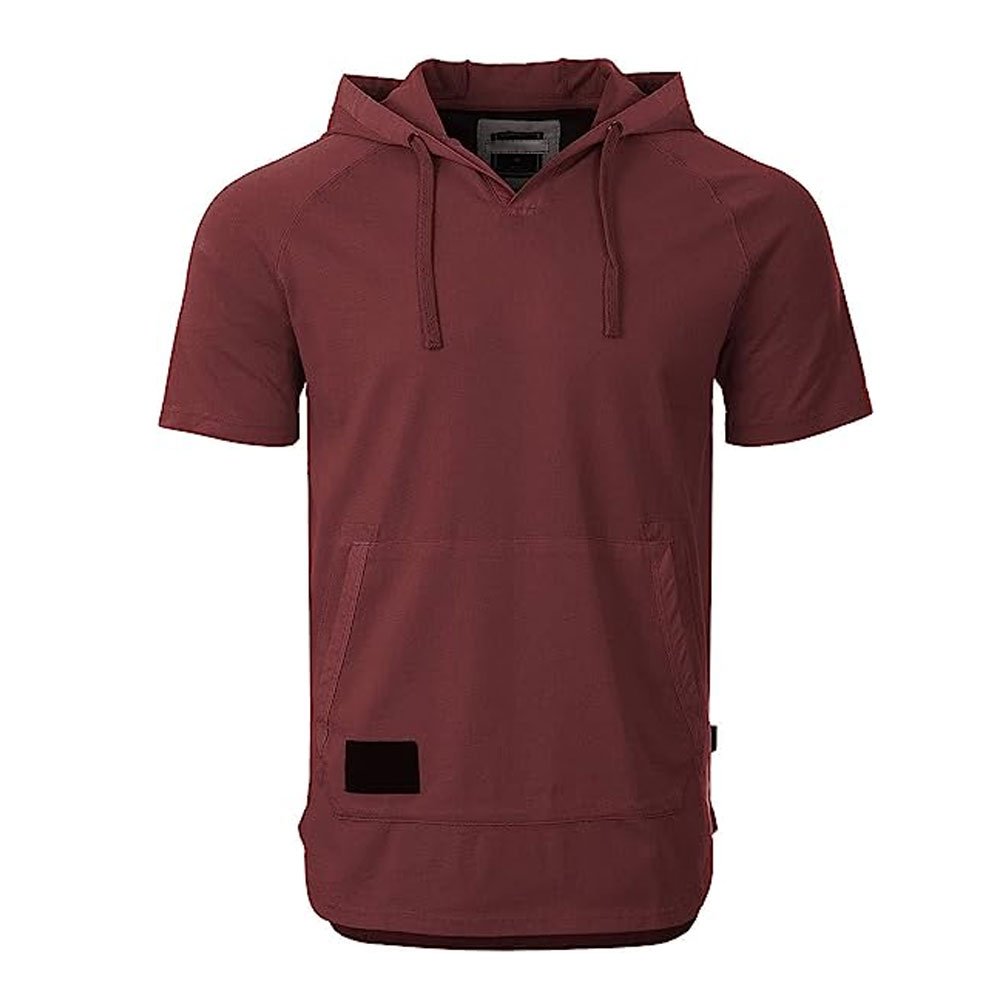 Summer Short Sleeves Hoodies For Men Lightweight Breathable Short Sleeve Color Dyed Hood Shirts Casual Men Clothing