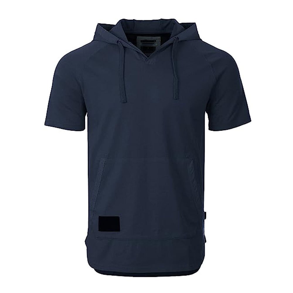 Summer Short Sleeves Hoodies For Men Lightweight Breathable Short Sleeve Color Dyed Hood Shirts Casual Men Clothing