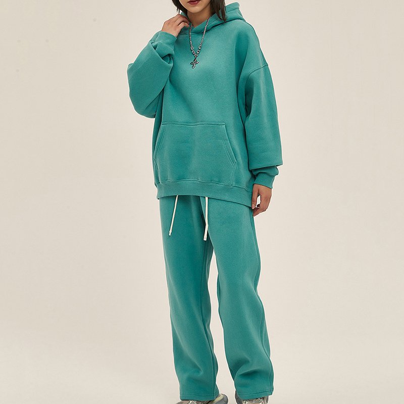 Custom Blank Men's Hoodie Polyester-cotton Blend Unisex Pullover Hoodie And Pants Set Streetwear