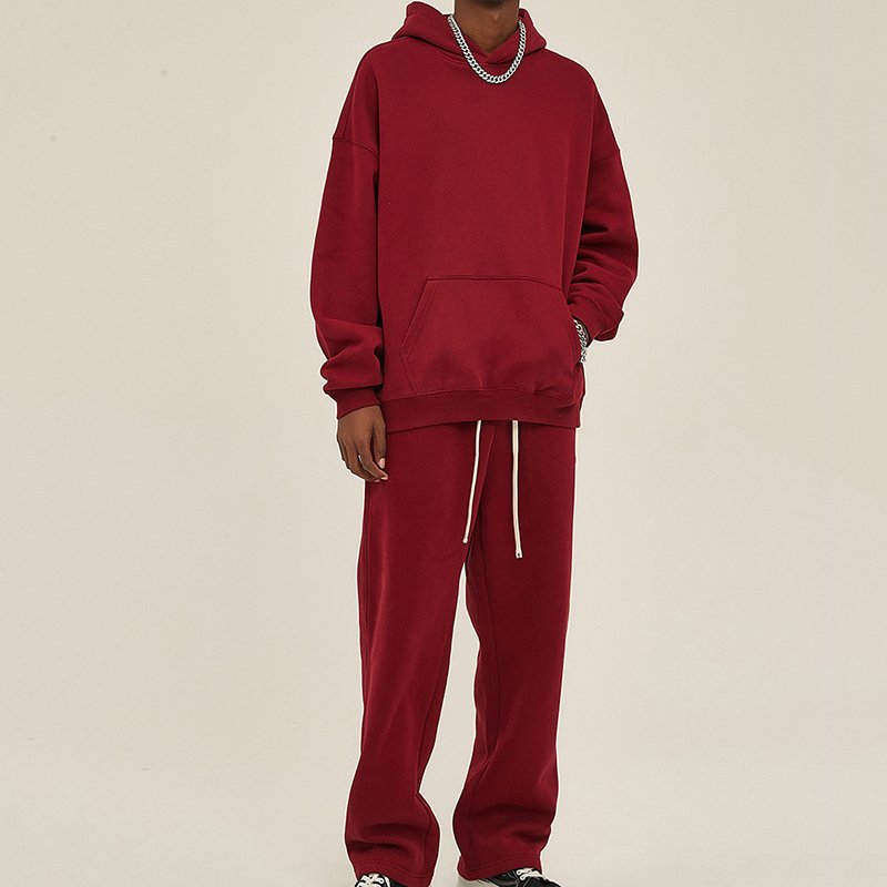 Custom Blank Men's Hoodie Polyester-cotton Blend Unisex Pullover Hoodie And Pants Set Streetwear