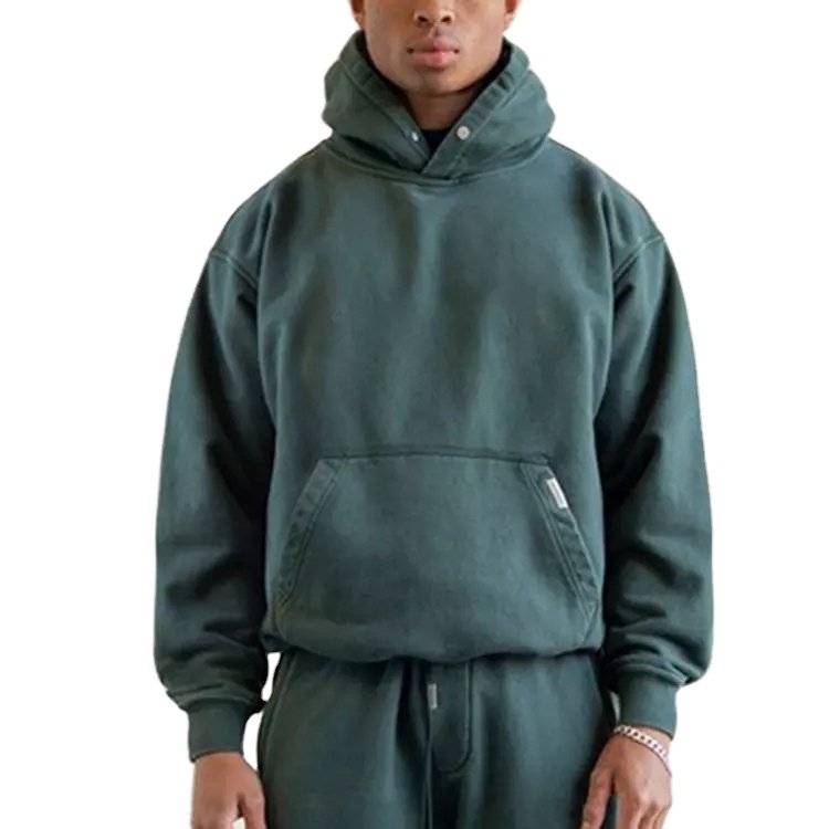 Custom embroidery sweat suits hoodie and jogger two piece set sports tech fleece washed vintage tracksuit for men