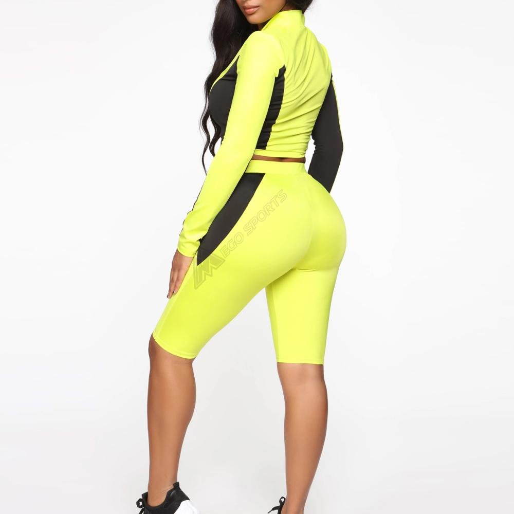 Autumn Running Suit Came In First Lounge wear Set Neon Yellow Casual Crop Hoodie jogger Pant Tracksuit Jogging Suit For Women