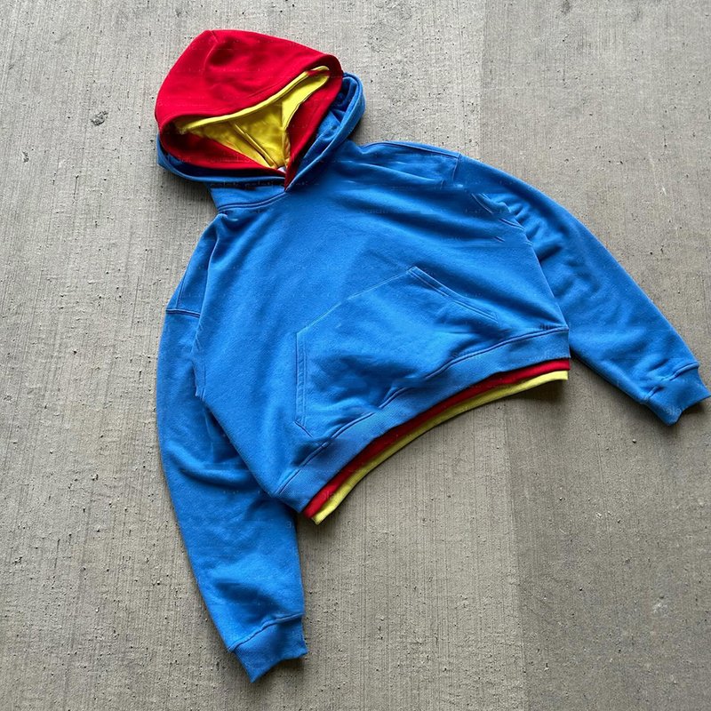 YSJY Wholesale custom clothing french terry sweatshirts man oversized boxy pullover triple double layer blank men's hoodie