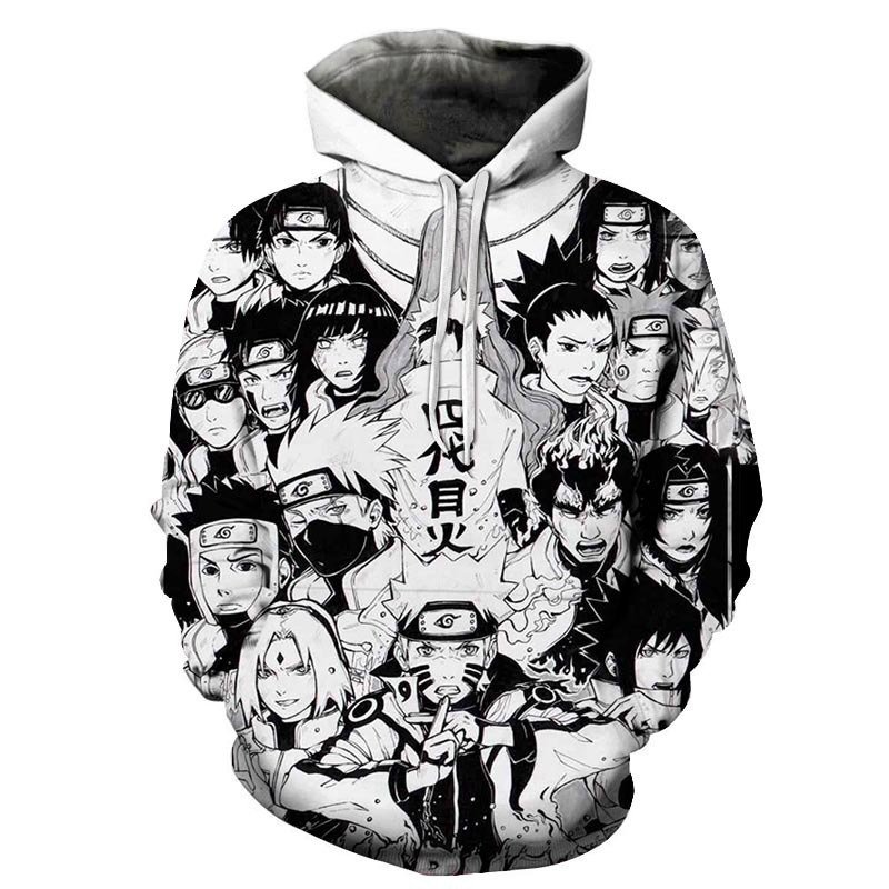 Hot Sell Comic Japanese Anime Black And White Comic Hoodie Adults Kids Youth Sweatshirt