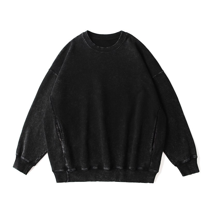 High Quality Men's Hoodies & Sweatshirts Custom Vintage Acid Wash Crewneck Pullover Hoodie Crewneck Sweatshirt