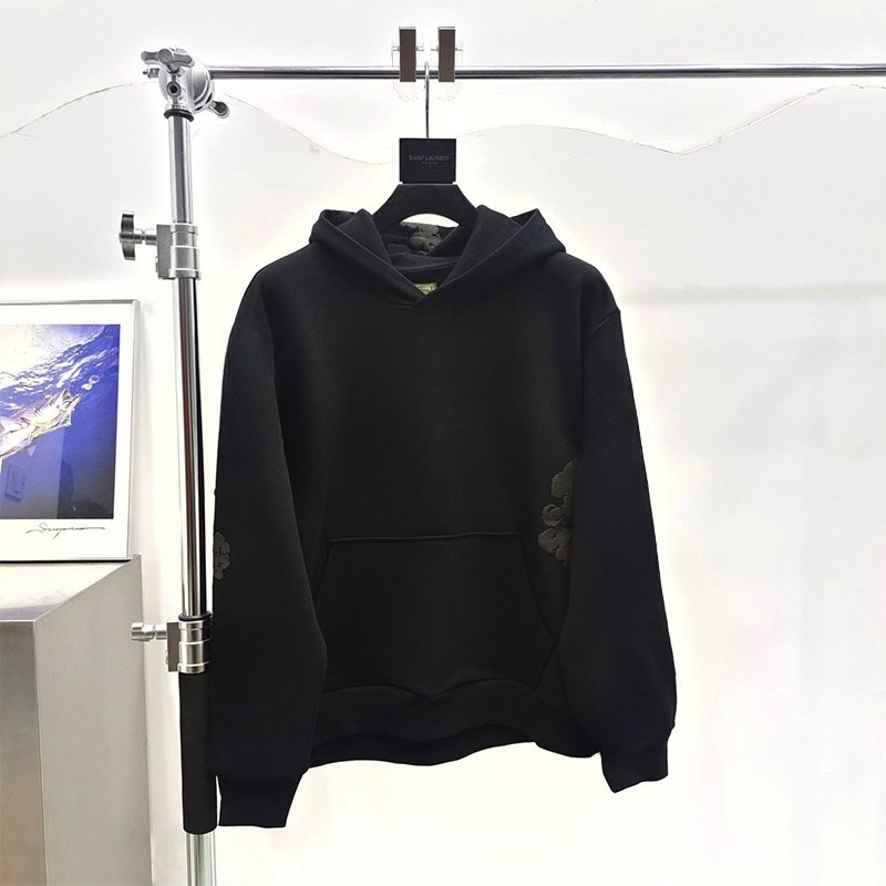 High Quality Men's Clothing Hoodies Sweatshirts Pullover 100% Cotton Streetwear Tracksuits for Men Denim Puff Printing Teares