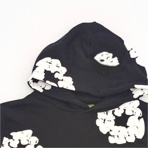 High Quality Men's Clothing Hoodies Sweatshirts Pullover 100% Cotton Streetwear Tracksuits for Men Denim Puff Printing Teares