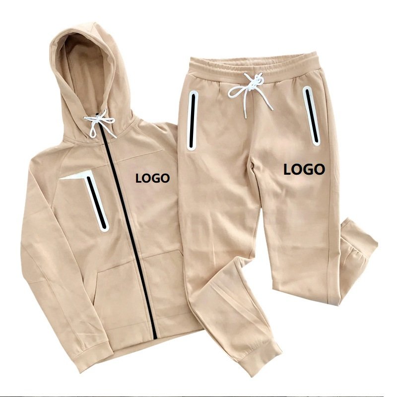 Custom Unisex Two Piece Crew Neck Men' Cotton Embossed Tracksuits Jogger Sweat Suit Jogging Suits Bulk Sweatpants And Hoodie set