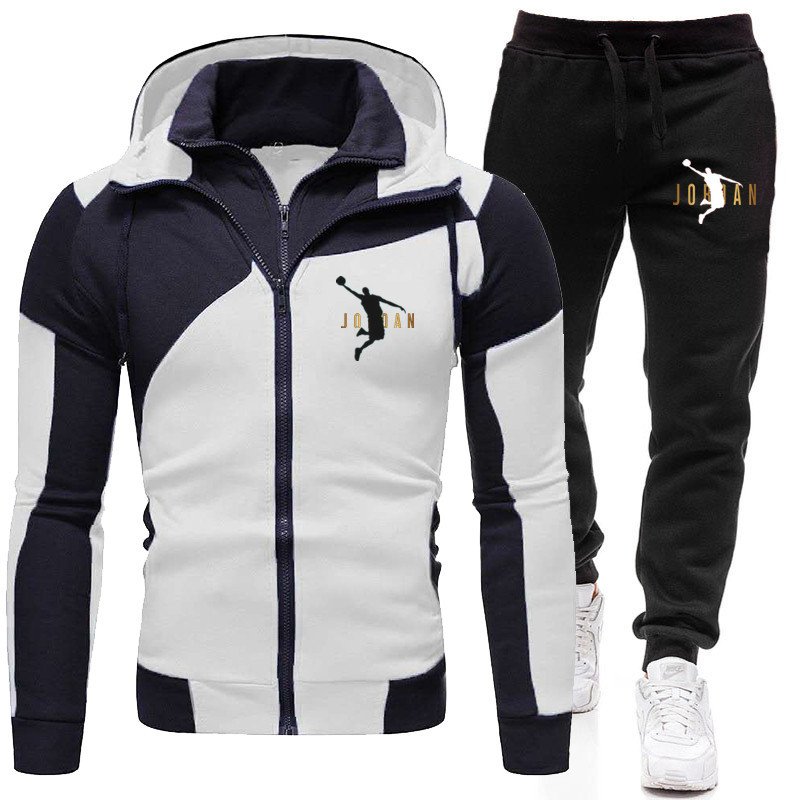 Men's Hoodie Set Casual Winter Men's Two Piece Set Double Zipper Hoodie Fitness High Quality Printed Sports Set