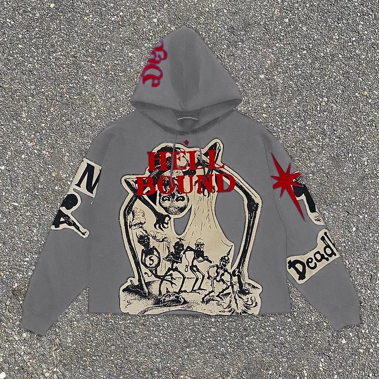 Acid Wash Men's Vintage Streetwear Cropped Hoodie Men Oversized Custom Logo Hoodie Puff Print Screen Print Pullover Hoodie