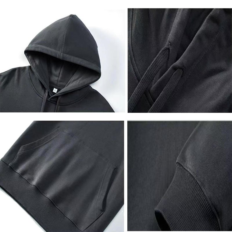 Custom Logo Printed Cotton Unisex Black White sweatshirt Silk print Men's Hoodies Embroidery Hoodie