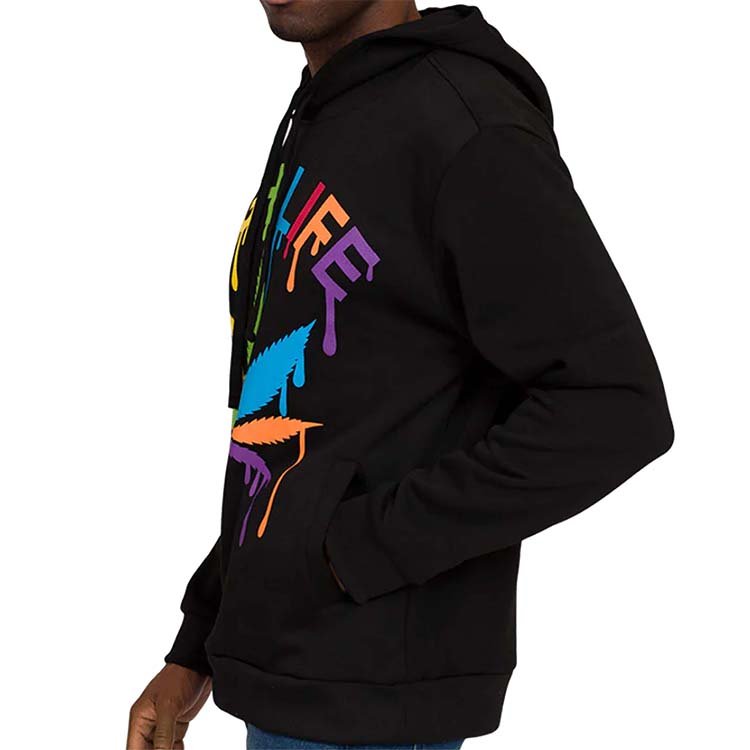 Customized rubber print logo 100% polyester fleece sweatwhirt men's hoodies