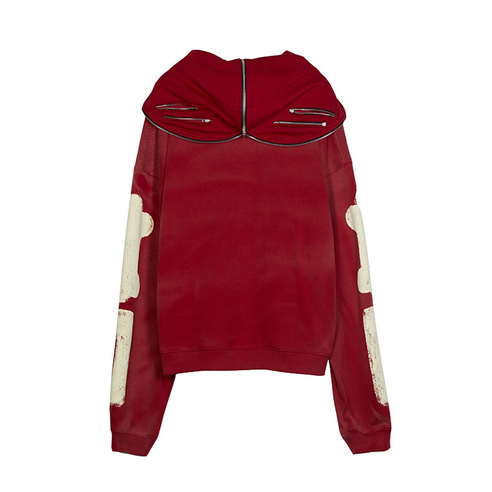 Acid Wash Hoodie Custom Logo Screen Print Full Zip Up Hoodie Vintage Skeleton Pullover Hoodie for Men