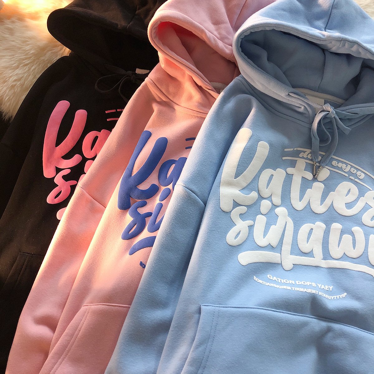 Customized puff print graphic embossed hoody solid colors unisex streetwear plus size men's hoodies and sweatshirts
