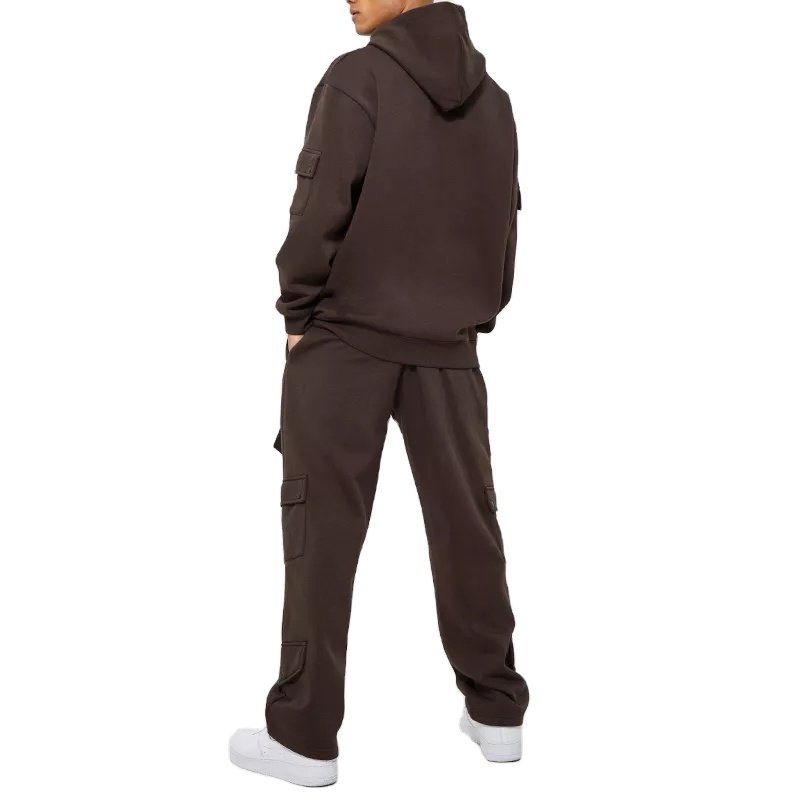 Men's Hoodies And Sweatpants Sets Cargo Custom Embroidery Men Jogging Suit Sweatsuit Oversized Cargo Hooded Tracksuits