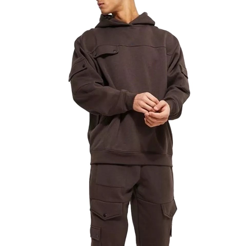 Men's Hoodies And Sweatpants Sets Cargo Custom Embroidery Men Jogging Suit Sweatsuit Oversized Cargo Hooded Tracksuits