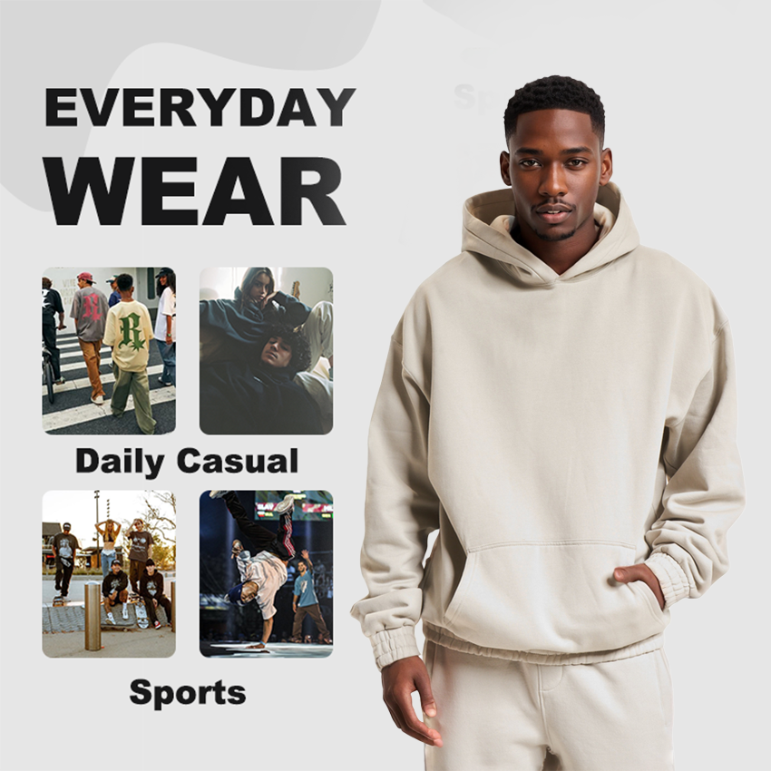 Wholesale men's hoodies 100% cotton oversized streetwear 500gsm boxy custom puff printing hoodie heavyweight hoodies for man