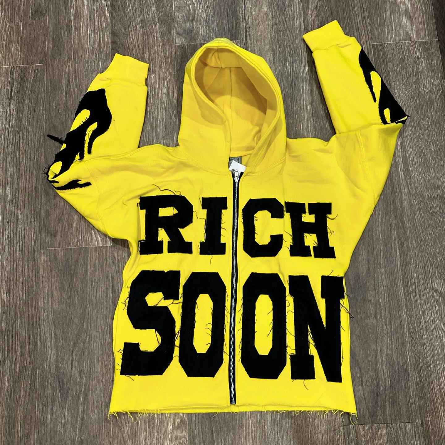 Custom Vintage distressed Letter Embroidery cropped zipper & pullover sunfade acid wash Cropped men's hoodies & Sweatshirts