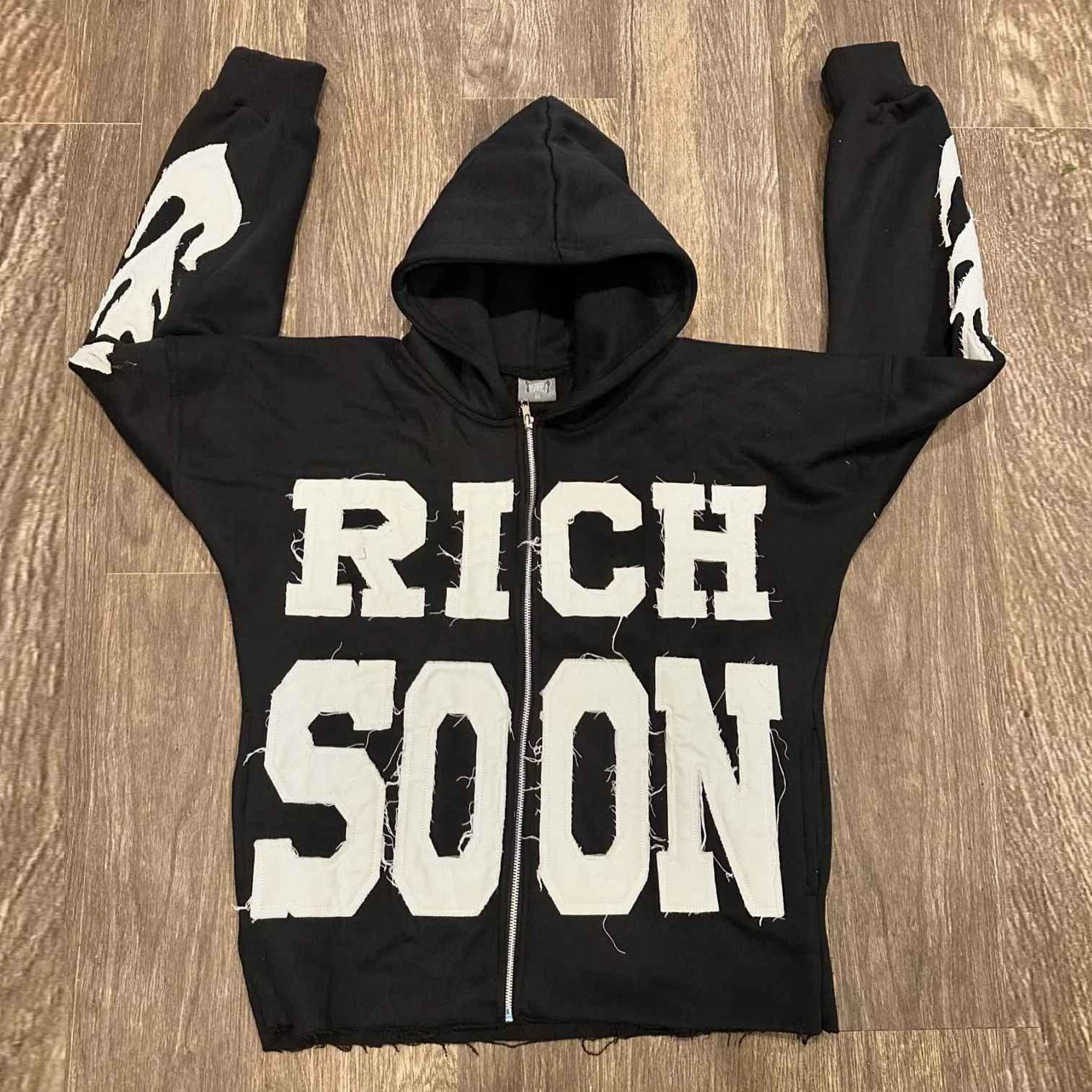Custom Vintage distressed Letter Embroidery cropped zipper & pullover sunfade acid wash Cropped men's hoodies & Sweatshirts