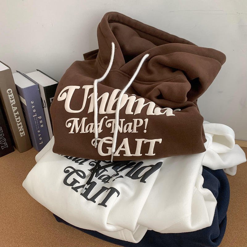Heavyweight Custom Logo 100% Cotton 3D Puff Printing Hoodie Blanket French Terry Sweatshirts Print Unisex Pullover Men's Hoodies