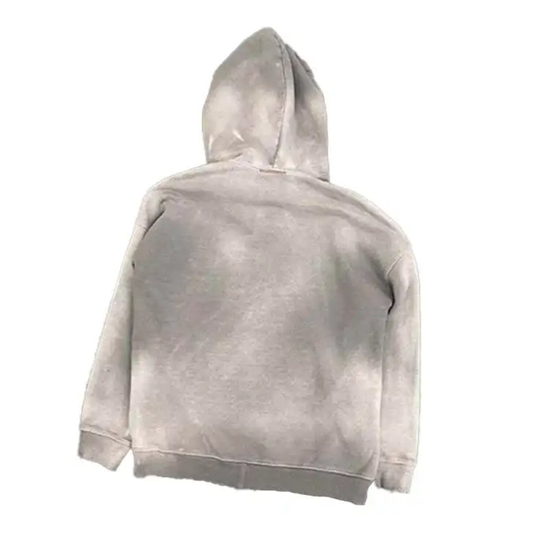 Customized High Quality Heavyweight Hoodies Acid Wash Hoodie 500 Gsm French Terry Vintage No String Gray Cotton Fabric Hooded