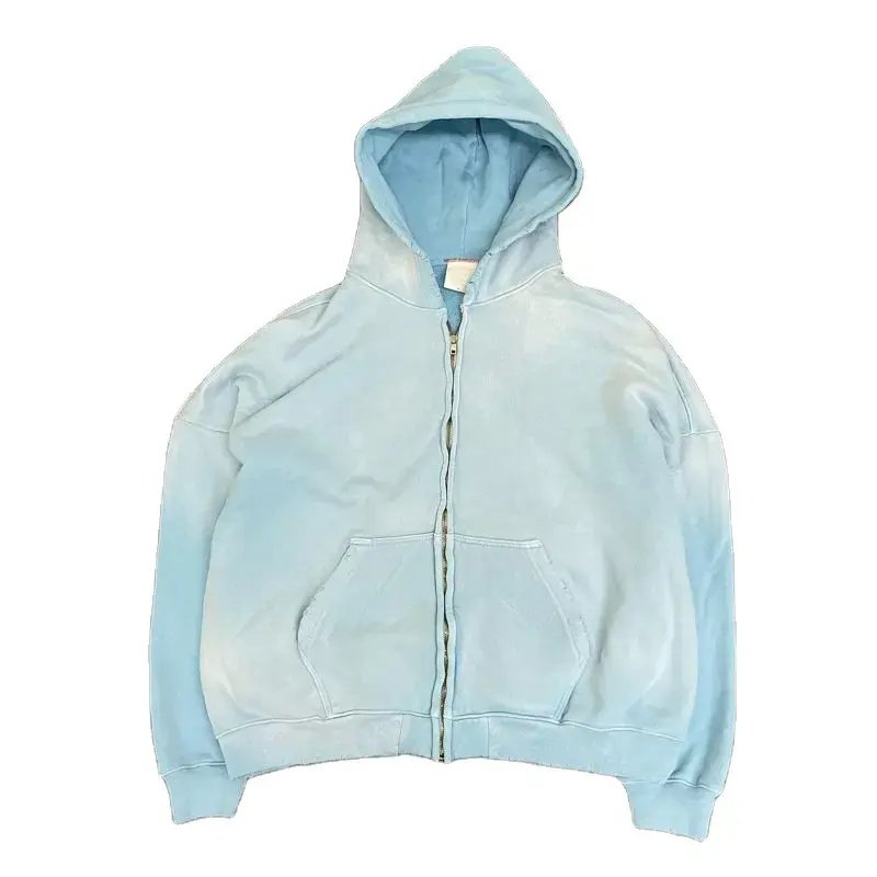 Customized High Quality Heavyweight Hoodies Acid Wash Hoodie 500 Gsm French Terry Vintage No String Gray Cotton Fabric Hooded