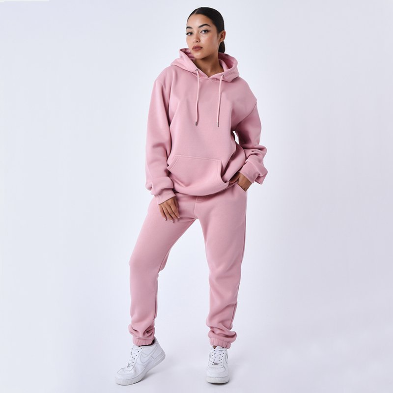 Custom Unisex Pullover Soft Fleece Hoodie Jogger Sweat pant set tracksuit swreatsuit in puff screen printing embroidery logos