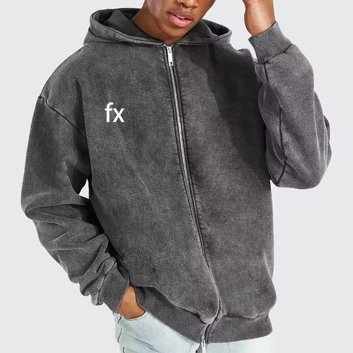 Fashion Custom Streetwear Men Heavy Weight Vintage Sun Faded Zip Up Pullover Acid Wash Oversized Men's Hoodies
