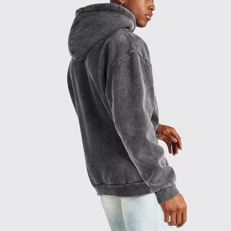 Fashion Custom Streetwear Men Heavy Weight Vintage Sun Faded Zip Up Pullover Acid Wash Oversized Men's Hoodies