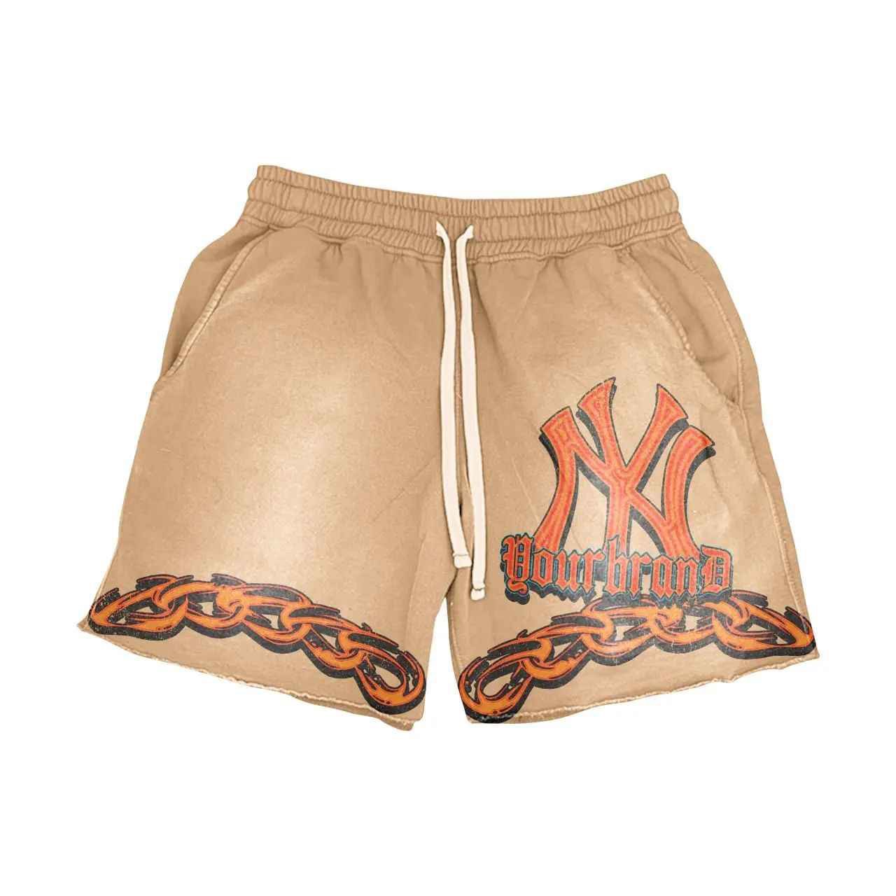 Custom logo hoodie & Shorts acid wash set Vintage Jogger Set Sweatsuit Tracksuit For Men Custom Screen Print