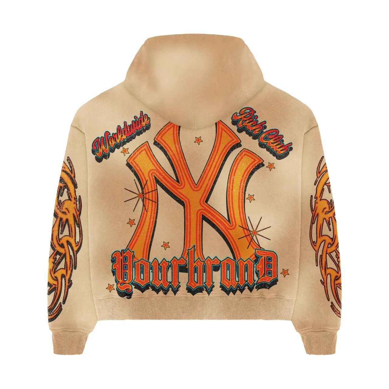 Custom logo hoodie & Shorts acid wash set Vintage Jogger Set Sweatsuit Tracksuit For Men Custom Screen Print
