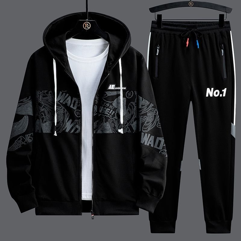 Sweatpants And Hoodies Set Men Clothing 2024 Spring Full Zip Up Hoodies Casual Fashion Plus Size Men's Hooded Sets