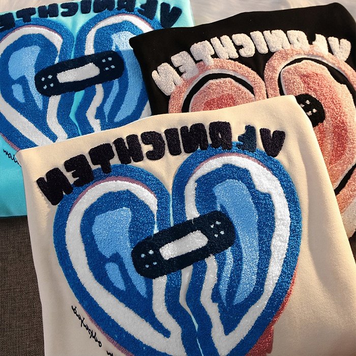 OEM french terry chenille embroidery custom hoodie men's chenille embroidery patch hoodies
