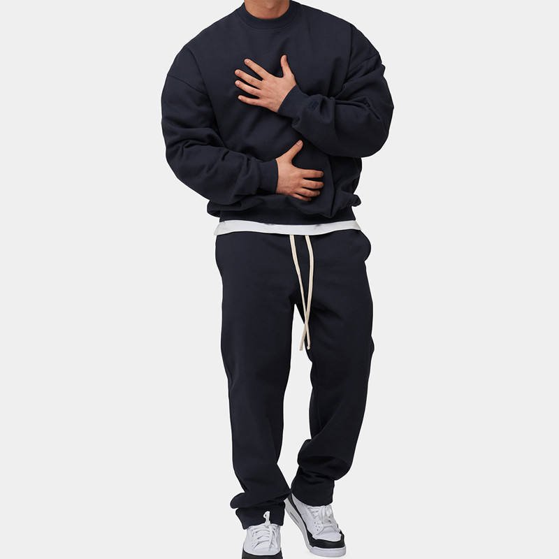 High Quality Plain Custom Blank Sweatshirt Jogger Suit Sport Wear Pullover Hoodies Pants Sets For Men